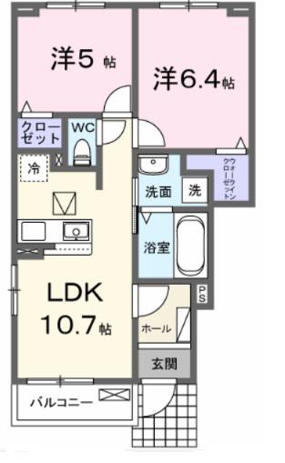 メゾン ド グレイスA(2LDK/1階)の間取り写真