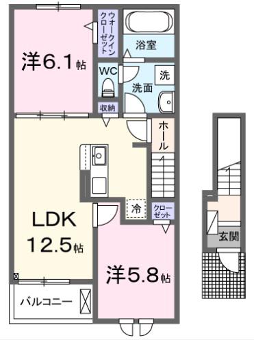 カルム メゾン(2LDK/2階)の間取り写真