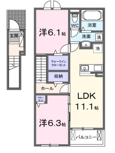 グラン・オーブ(2LDK/2階)の間取り写真