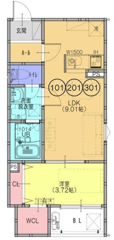 FSTYLE恵我之荘(1LDK/1階)の間取り写真