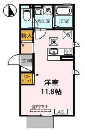 ソレアード土師ノ里(ワンルーム/1階)の間取り写真
