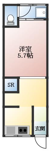 羽曳野リバーハイツ(1DK/1階)の間取り写真