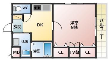 ボワリジェールOKA(1DK/1階)の間取り写真