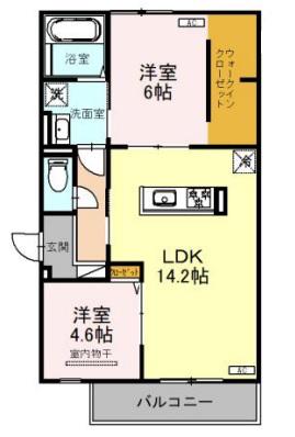 ヴィーニュ(2LDK/1階)の間取り写真
