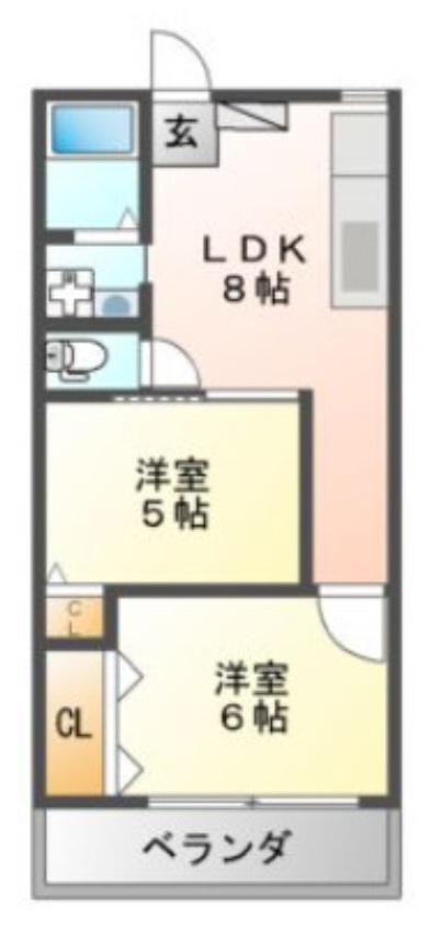 第2セイワコート(2LDK/2階)の間取り写真