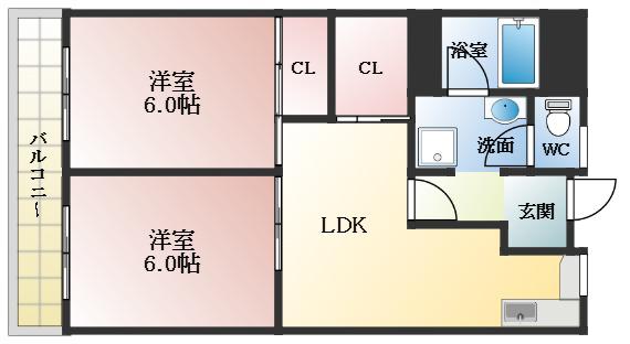 金剛グリーンハイツ(2LDK/1階)の間取り写真