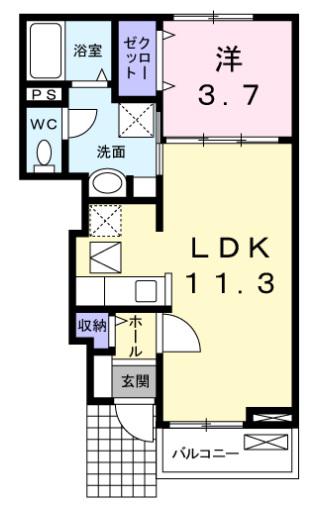 エルバウト(1LDK/1階)の間取り写真