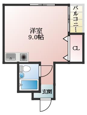 メゾンD(ワンルーム/3階)の間取り写真