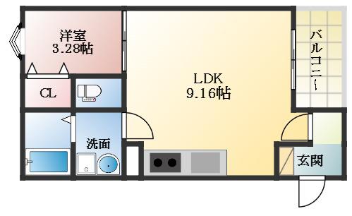 FSTYLE高見の里2号館(1LDK/1階)の間取り写真