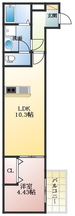 FSTYLE高見の里2号館(1LDK/1階)の間取り写真