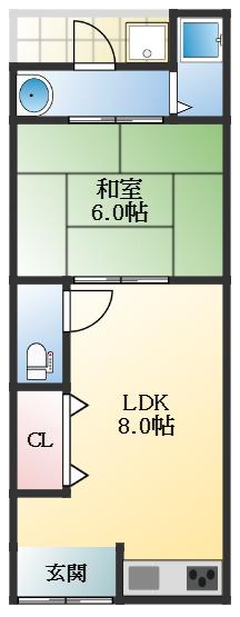 大村文化(1K/1階)の間取り写真