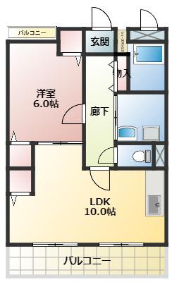 サンパティーク(1LDK/2階)の間取り写真