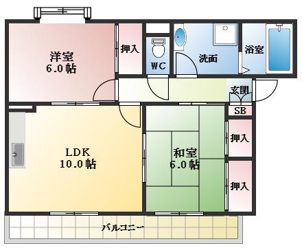 メゾンコンフォール(2LDK/2階)の間取り写真