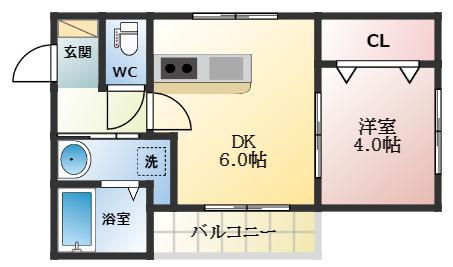 ステラウッド道明寺2(1DK/1階)の間取り写真