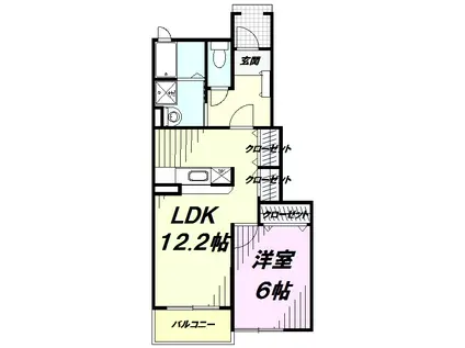 ポム・ド・テール グランB(1LDK/1階)の間取り写真