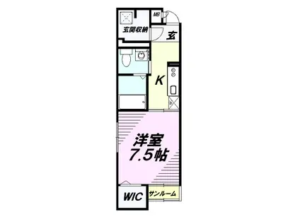 ソレイユ・ルヴァンⅠ(1K/1階)の間取り写真