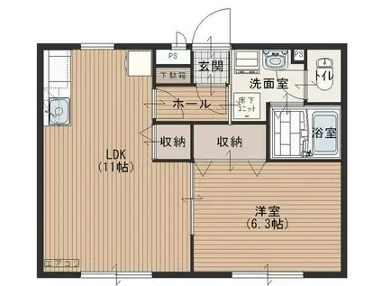 コンフォート・レーベンB(1LDK/1階)の間取り写真