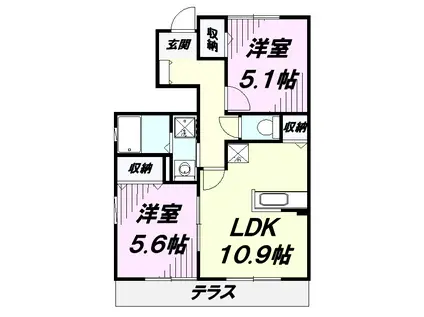 ペットケアビレッジ小手指南 A(2LDK/1階)の間取り写真