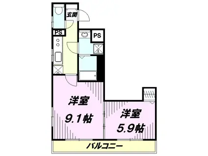 リブリ・ディエス参番館(2K/3階)の間取り写真