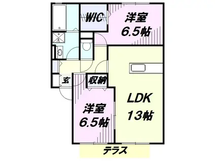 ベルジェⅠ(2LDK/1階)の間取り写真