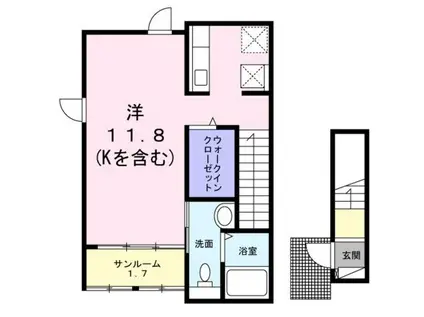 フィオーレ(1K/2階)の間取り写真