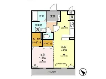 リビングタウン鍵山C(1LDK/3階)の間取り写真