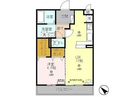 リビングタウン鍵山C(1LDK/2階)の間取り写真