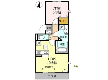 匠乃館B(1LDK/1階)の間取り写真