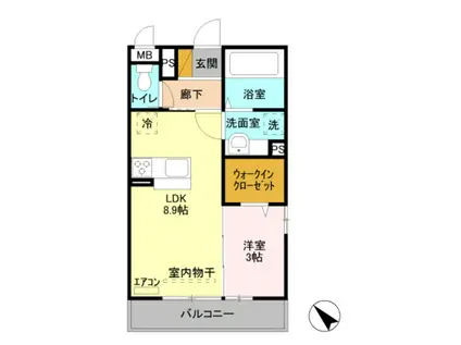 コリーヌオッツ(1LDK/3階)の間取り写真
