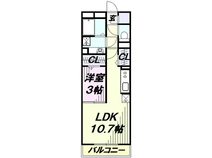 クイーン・ヒルズ(1LDK/3階)の間取り写真