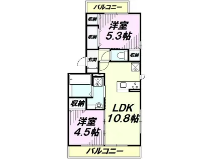 プーロ・テ・ヴェルデ(2LDK/3階)の間取り写真