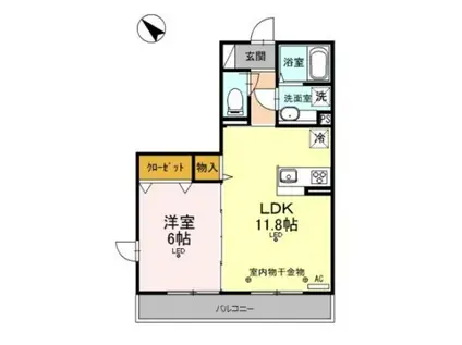 ラルゴ・エスポワールⅡ(1LDK/3階)の間取り写真