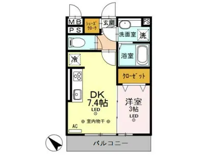 S.エテルネル(1DK/2階)の間取り写真