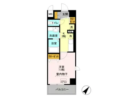 レッドウッドⅢ(1K/3階)の間取り写真