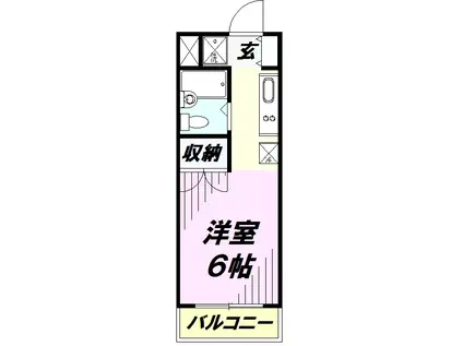 フラワーパレス(ワンルーム/2階)の間取り写真