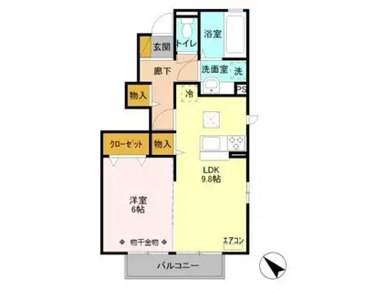 グラウクスA(1LDK/1階)の間取り写真