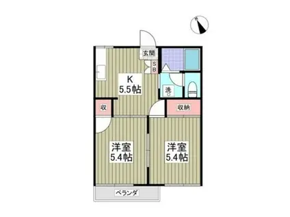 ガーデングローブ(2K/2階)の間取り写真