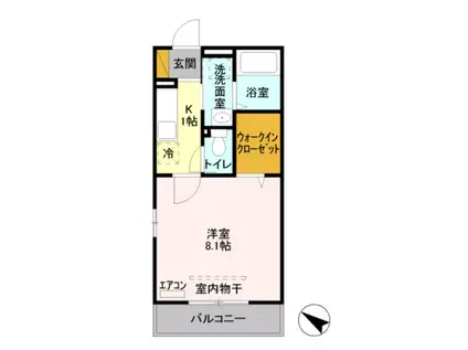 ロンガドゥラータ(1K/2階)の間取り写真