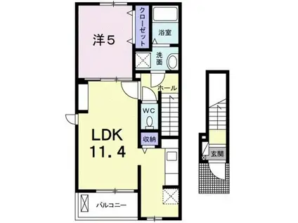 エストーレ(1LDK/2階)の間取り写真