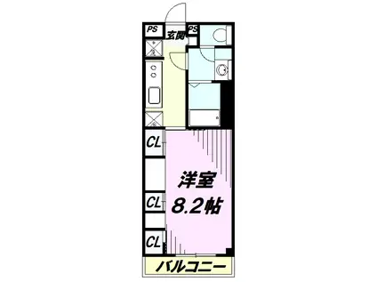 リブリ・琥珀(1K/2階)の間取り写真