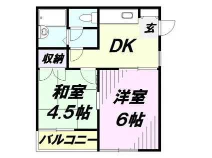 フジタケハイム(2DK/1階)の間取り写真