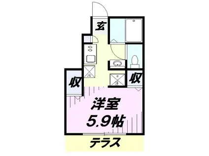 エスポワール(1K/1階)の間取り写真