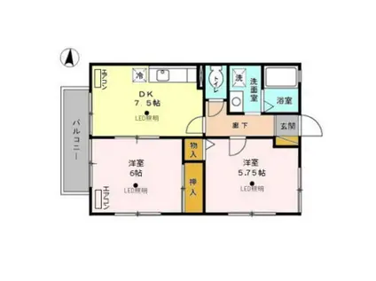 エクセルハイム(2DK/2階)の間取り写真