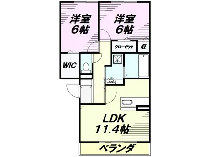 セジュールZENⅢB(2LDK/1階)の間取り写真