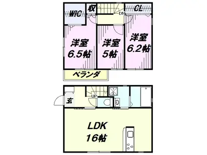 西武鉄道新宿線 新所沢駅 徒歩12分 2階建 築11年(3LDK)の間取り写真