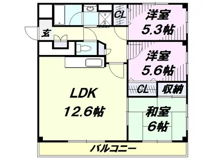 ラ・リーヴ(3LDK/1階)の間取り写真