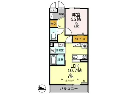 プラザ・デル・ソル(1LDK/3階)の間取り写真