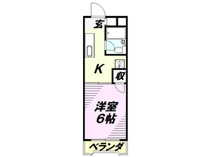 ロータリー所沢ハイツ(1K/2階)の間取り写真