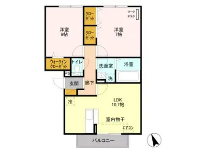 メディオTM(2LDK/1階)の間取り写真