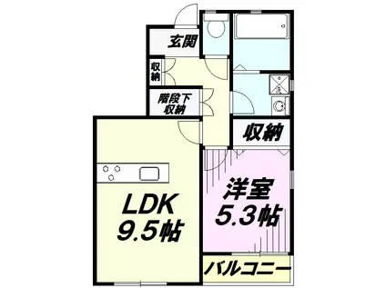 ポラリス E棟(1LDK/1階)の間取り写真